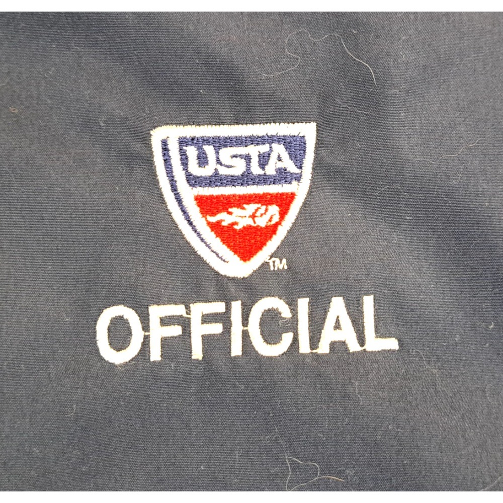 Vtg Charles River Apparel USTA Full Zip Jacket Navy Blue Pockets Rip Cord - Picture 3 of 11